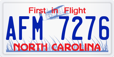 NC license plate AFM7276