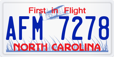 NC license plate AFM7278