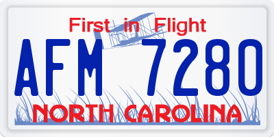 NC license plate AFM7280