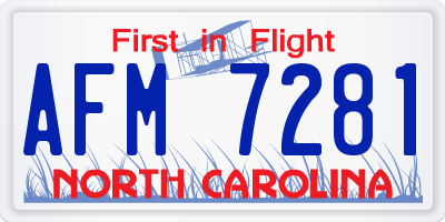 NC license plate AFM7281