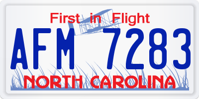 NC license plate AFM7283