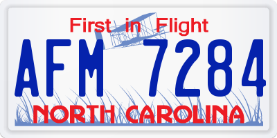 NC license plate AFM7284