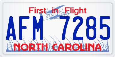 NC license plate AFM7285