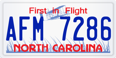 NC license plate AFM7286