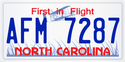 NC license plate AFM7287