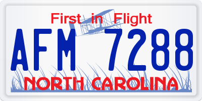 NC license plate AFM7288