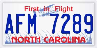 NC license plate AFM7289