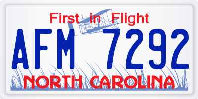 NC license plate AFM7292