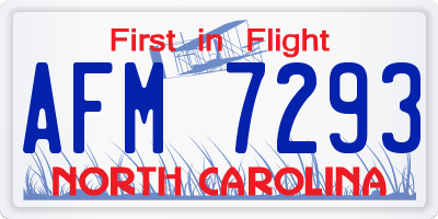 NC license plate AFM7293