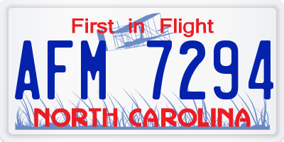 NC license plate AFM7294