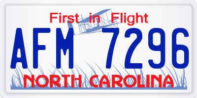 NC license plate AFM7296