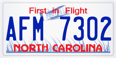 NC license plate AFM7302