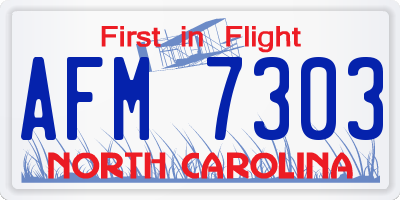 NC license plate AFM7303