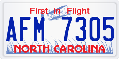 NC license plate AFM7305