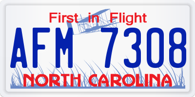 NC license plate AFM7308