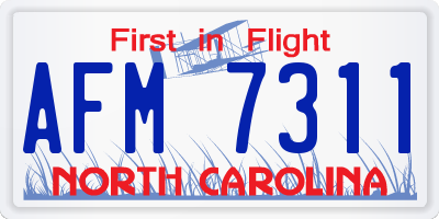 NC license plate AFM7311