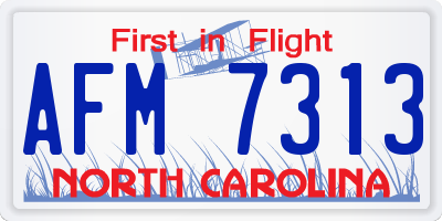 NC license plate AFM7313