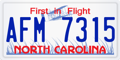 NC license plate AFM7315
