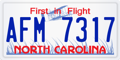 NC license plate AFM7317