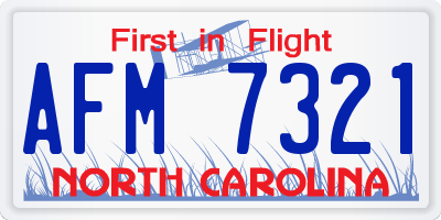 NC license plate AFM7321