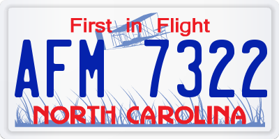 NC license plate AFM7322