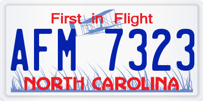 NC license plate AFM7323