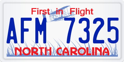 NC license plate AFM7325