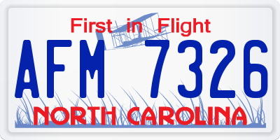NC license plate AFM7326