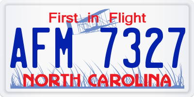 NC license plate AFM7327