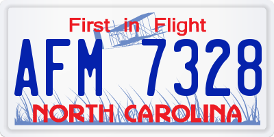 NC license plate AFM7328