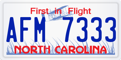 NC license plate AFM7333