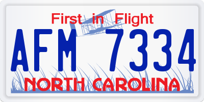 NC license plate AFM7334
