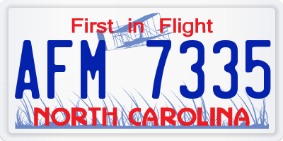 NC license plate AFM7335