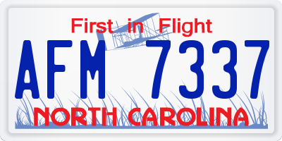 NC license plate AFM7337