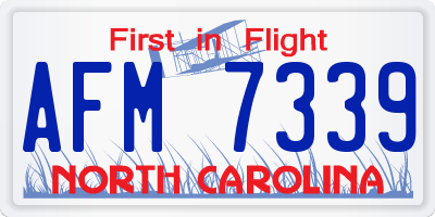 NC license plate AFM7339