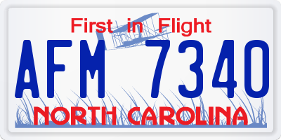 NC license plate AFM7340