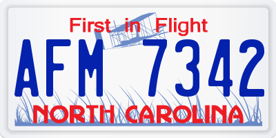 NC license plate AFM7342