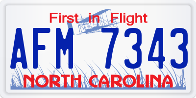 NC license plate AFM7343