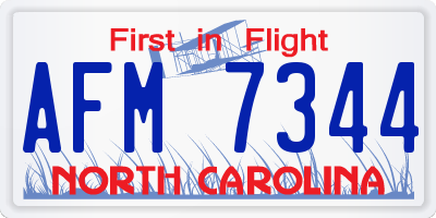 NC license plate AFM7344