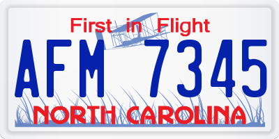 NC license plate AFM7345