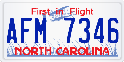 NC license plate AFM7346