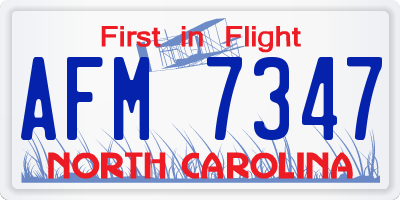 NC license plate AFM7347