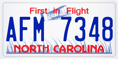 NC license plate AFM7348