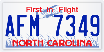 NC license plate AFM7349