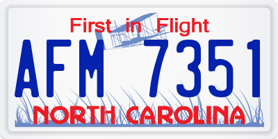 NC license plate AFM7351