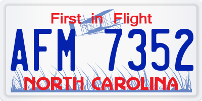 NC license plate AFM7352