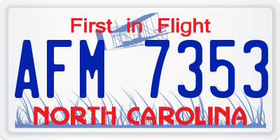 NC license plate AFM7353