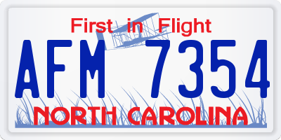 NC license plate AFM7354