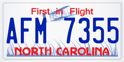 NC license plate AFM7355