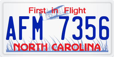 NC license plate AFM7356